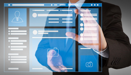 Web page browser of Social media Page VR Interface on the laptop computer. © everythingpossible