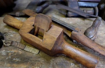 Vintage wooden carpenters tools.