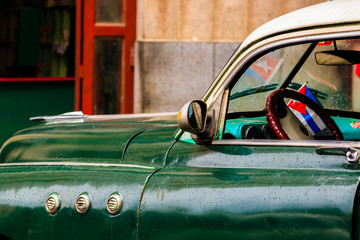 Havana, Cuba - 2018. Vintage american classic car on the streets of Old Havana, Cuba.