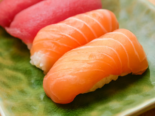 japanese food salmon and tuna sushi delicious