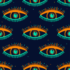 Seamless pattern with magical pattern. Mystical icon hand drawn print. Vector illustration for Halloween.