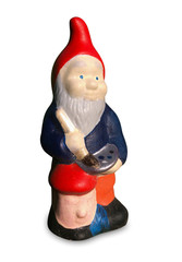 Garden gnome dwarf isolated on white background.