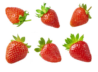 Collection with Fresh juicy strawberry isolated