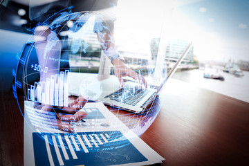 close up of businessman hand showing texture the world concept Elements of this image furnished by NASA 