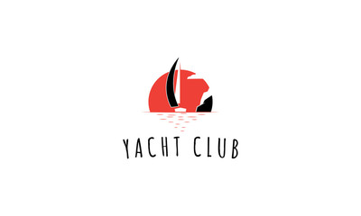 Yacht Club Red Black vector logo image white background