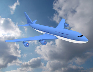 Fototapeta na wymiar Airplane in the sky - Passenger Airliner . 3d rendered illustration