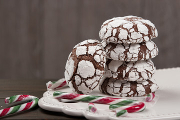 Home Baked Peppermint And Chocolate Crinkle Cookies.