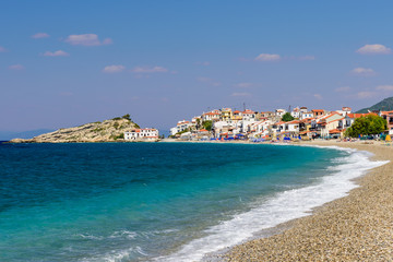 Kokkari beach is a picturesque beach in Kokkari village on Samos island, Greece