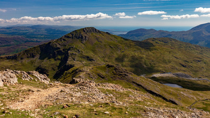 Snowdonia Hill Landscape National Park in Wales at Mount Snowdon