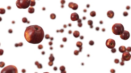 free falling apples. filling screen with apples. realistic 3d illustration