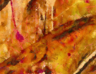 Obraz na płótnie Canvas Detailed close-up grunge multi color abstract background. Dry brush strokes hand drawn oil painting on canvas texture. Creative simple pattern for graphic work, web design or wallpaper. 