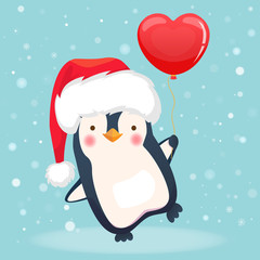 penguin holding balloon
