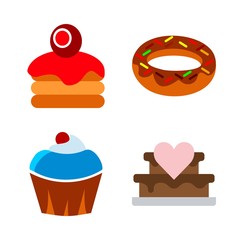 4 cake icons set