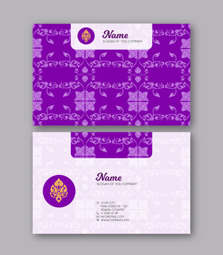 A template for the two sides of the  business card, decorated wi