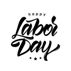 Vector calligraphic hand drawn type lettering composition of Happy Labor Day on white background.