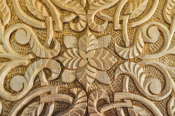 Wooden panel crafted with flower