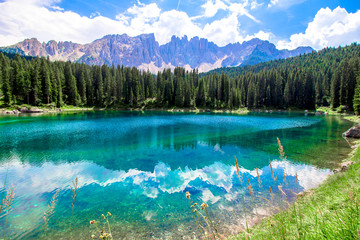 The Karersee, a lake in the Italian Dolomites