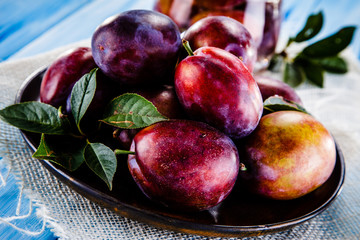 Plims on wooden table