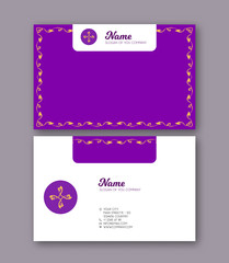 Naklejka premium A template for the two sides of the business card, decorated wi