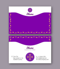 Naklejka premium A template for the two sides of the business card, decorated wi