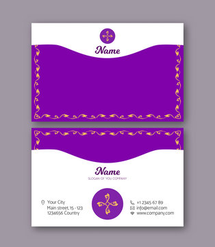 A template for the two sides of the  business card, decorated wi