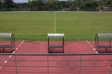 Soccer bench with empty field