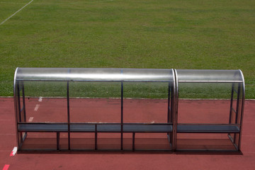 Soccer bench with empty field