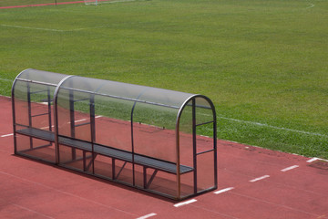 Soccer bench with empty field