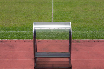 Soccer bench with empty field