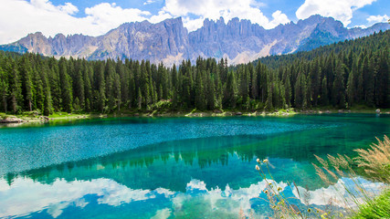 The Karersee, a lake in the Italian Dolomites