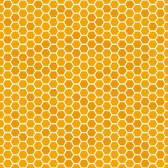 Orange seamless honey combs pattern. Honeycomb texture, hexagonal honeyed comb vector background - obrazy, fototapety, plakaty