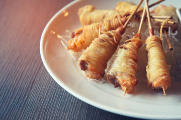 Deep Fried Wrapped Shrimp with Longevity Noodles