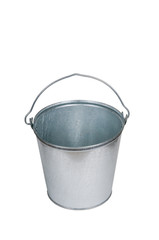 Metal zinc bucket on white background.