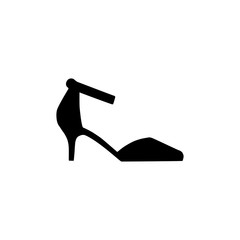 Female shoe with high heel. Elegant black court shoe isolated on while background. Vector illustration.