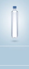 plastic water bottle with shade on blue background