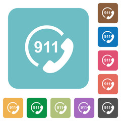 Emergency call 911 rounded square flat icons