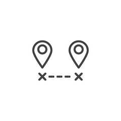 Route Destination outline icon. linear style sign for mobile concept and web design. Location distance simple line vector icon. Symbol, logo illustration. Pixel perfect vector graphics