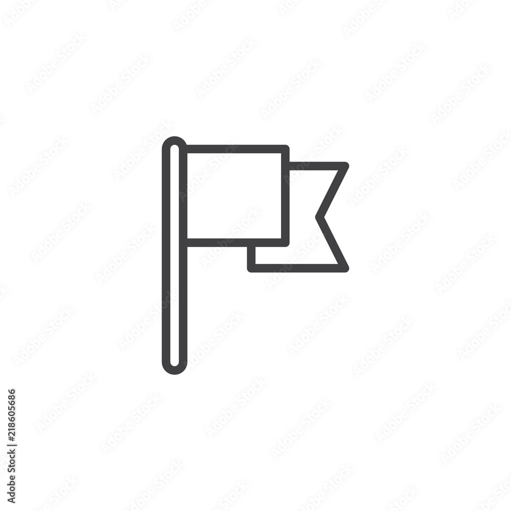 Poster flag outline icon. linear style sign for mobile concept and web design. destination flag simple line