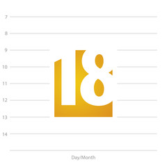 2019 Calendar day 18 planner yellow background