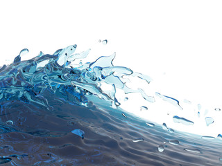 Naklejka na ściany i meble Splashing blue sparkling pure water. Abstract nature background