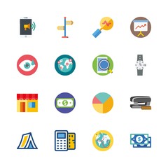 Fototapeta premium business vector icons set. tent, stapler, money and worldwide in this set
