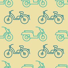 Seamless pattern with motorcycles and mopeds for your design