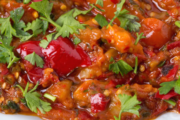 Baked eggplants and paprika.