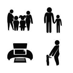 nature icons set. wildlife animals, market, head and happiness graphic works