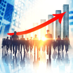 Teamwork, growth and finance concept