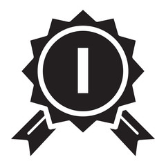 Simple Winner Badge Related Vector Flat Icon. Glyph Style. 128x128 Pixel.