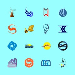 logo vector icons set. library logo, water filther logo, hospital logo and baker logo in this set