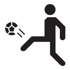 Fototapeta na wymiar Simple Soccer Player Goal Kick Related Vector Flat Icon. Glyph Style. 128x128 Pixel.