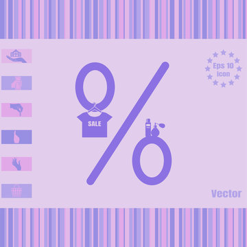 Sale vector Icon with percent and t-shirt on  a hanger