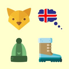 winter icons set. outdoors, knit, river and empty graphic works